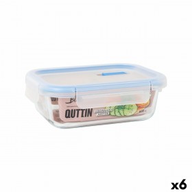 Porta pranzo Ermetico Quttin Boho Trasparente Rettangolare 600 ml (6 Unità)