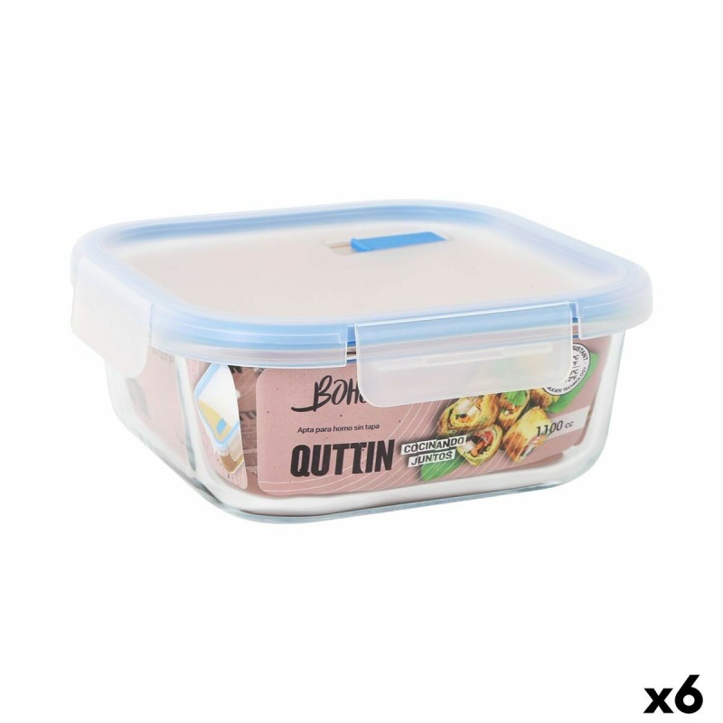 Porta pranzo Ermetico Quttin Boho Trasparente 1,1 L (6 Unità)