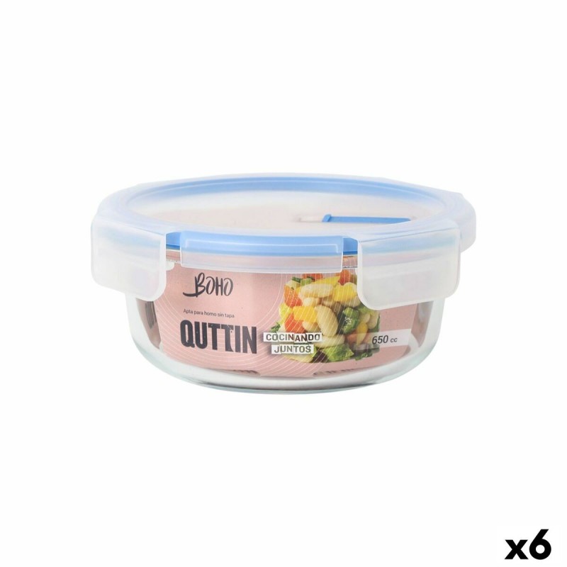 Porta pranzo Ermetico Quttin Boho Trasparente 650 ml (6 Unità)