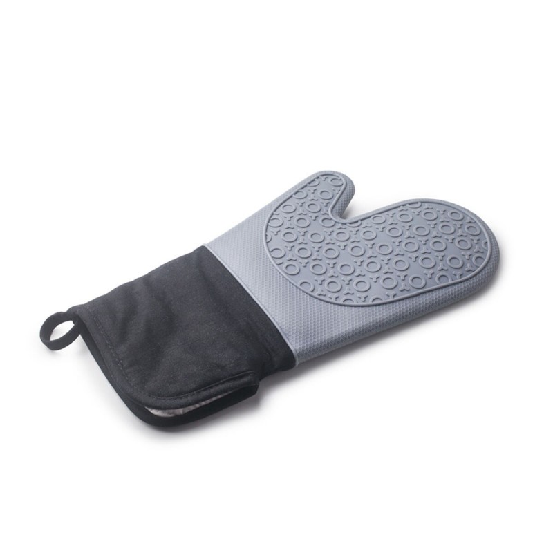 Guantone da Forno Ibili Nero Grigio Stoffa Silicone 33,5 cm