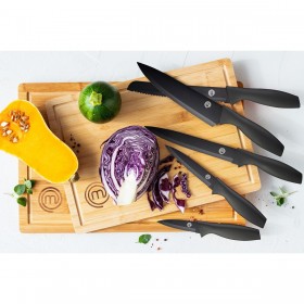 Coltello da Cucina MasterChef Nero Argentato 13 cm Multiuso (24 Unità)