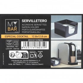 Portatovagliolo My Bar COCKTAIL Nero Plastica 12,8 x 12,8 x 8,8 cm (24 Unità)