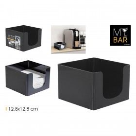Portatovagliolo My Bar COCKTAIL Nero Plastica 12,8 x 12,8 x 8,8 cm (24 Unità)
