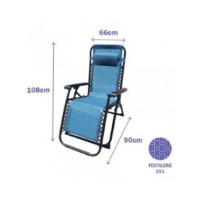 Marbueno Sdraio Pieghevole Acciaio Con Cuscino Giardino e Piscina 90X66X108 cm Gravità Zero Blu 10345
