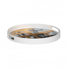 Vassoio per aperitivi Bianco Nero Dorato PVC Cristallo Astratto 42 x 42 x 4,2 cm (2 Unità)