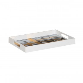 Vassoio per aperitivi Bianco Nero Dorato PVC Cristallo Astratto 45 x 31 x 4,2 cm (2 Unità)