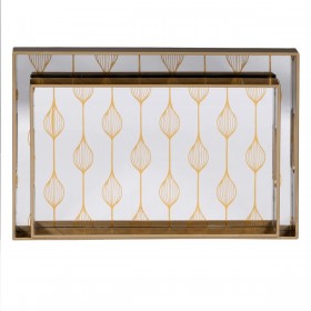 Vassoio per aperitivi Dorato PVC Cristallo 45 x 31 x 4,2 cm (2 Unità)