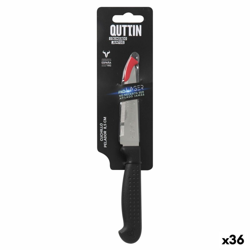 Coltello Spelucchino Quttin Laser Nero Argentato Acciaio inossidabile 8,5 cm (36 Unità)