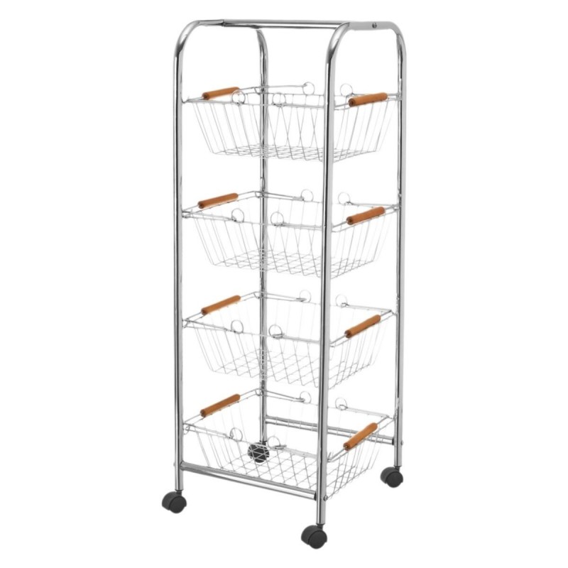 Carrello per Verdure Argentato Ferro 28 x 26 x 78 cm