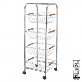 Carrello per Verdure Argentato Ferro 28 x 26 x 78 cm