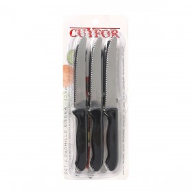 Set di Coltelli per Carne Cuyfor Nero Argentato 12 cm 6 Pezzi (24 Unità)
