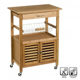 Carrello per Verdure Naturale Metallo Bambù 60 x 36 x 80 cm
