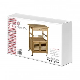 Carrello per Verdure Naturale Metallo Bambù 60 x 36 x 80 cm