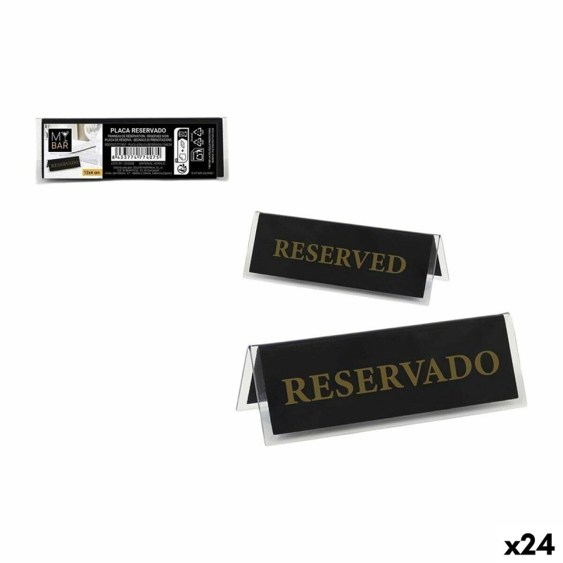 Targhetta di identificazione My Bar RESERVADO / RESERVED 12 x 4 cm 2 mm 24 Unità