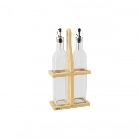 Set per Condire Quttin Marrone Trasparente Vetro Bambù 0,5 L 2 Pezzi (12 Unità)