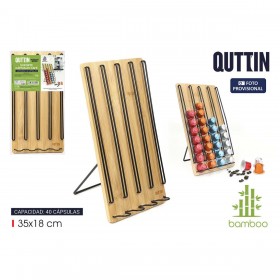 Contenitore per Sistemare le Capsule di Caffè Quttin Bambù 35 x 18 x 4 cm 40 Capsule di caffè (6 Unità)