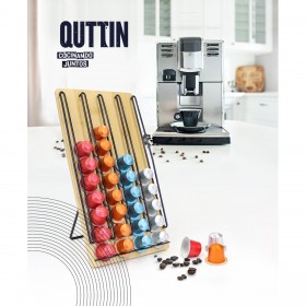 Contenitore per Sistemare le Capsule di Caffè Quttin Bambù 35 x 18 x 4 cm 40 Capsule di caffè (6 Unità)