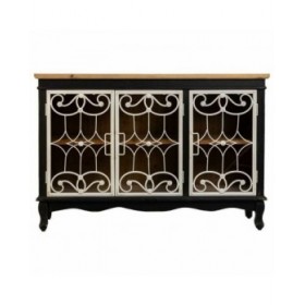 Credenza Alexandra House Living Nero Vetro Legno di abete Legno MDF 36 x 80 x 120 cm