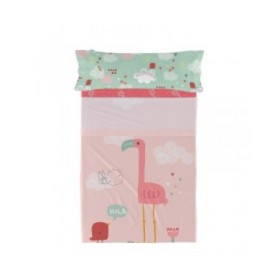 Set di Lenzuola HappyFriday Moshi Moshi Hola Multicolore Singolo 2 Pezzi