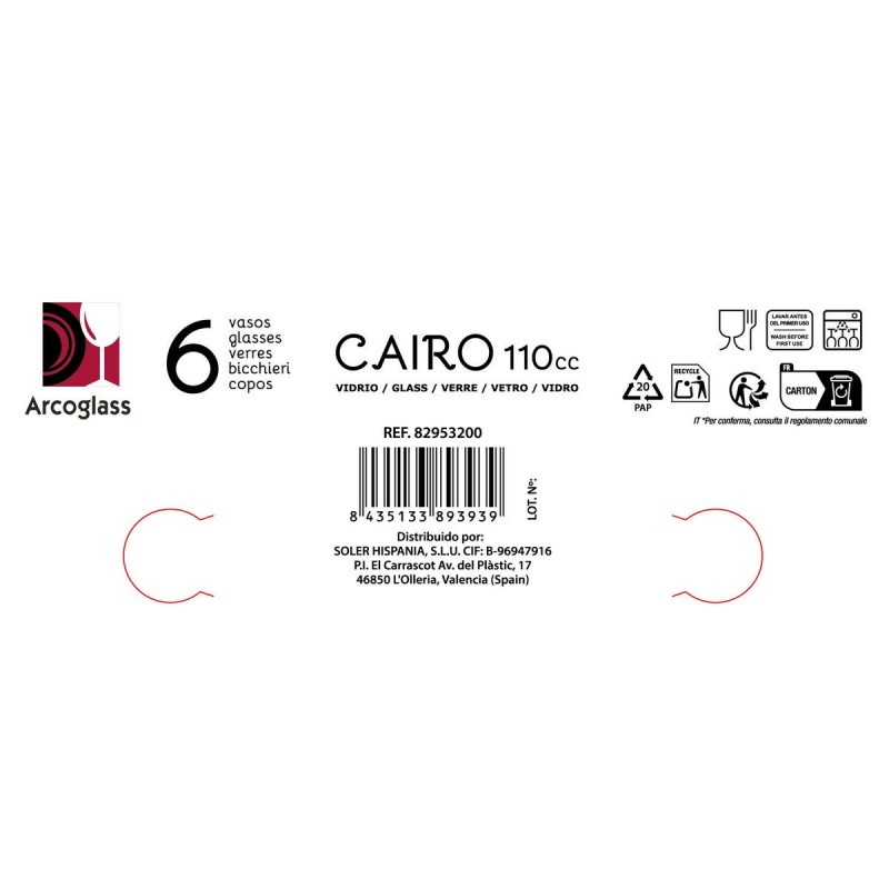 Set di Bicchieri La Mediterránea Cairo 6 Pezzi (24 Unità)