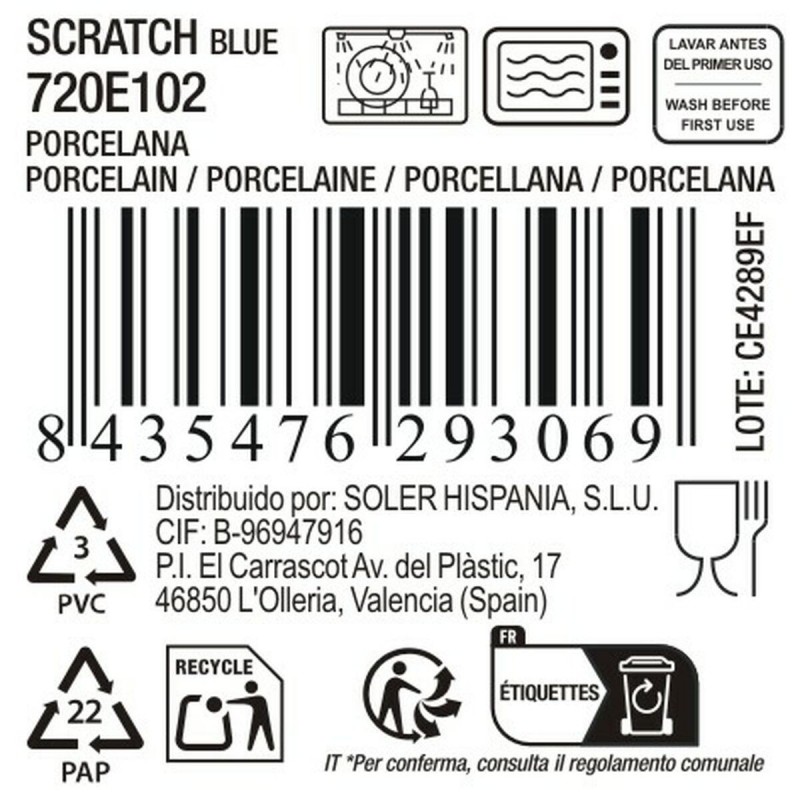 Teglia da Cucina La Mediterránea Scratch blue (12 Unità)