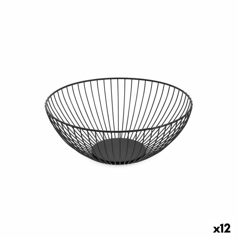 Portafrutta Confortime Nero Metallo 24,5 x 24,5 x 10 cm (12 Unità)