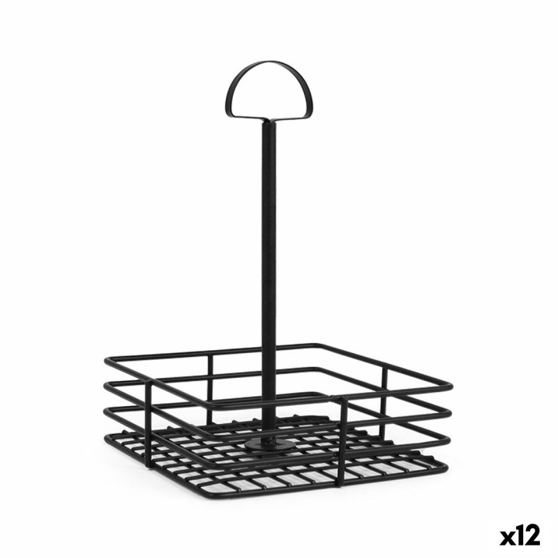 Contenitore per Sistemare Multiuso My Bar 15 x 15 x 22 cm Nero (12 Unità)