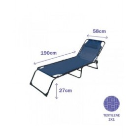 Marbueno Sdraio Pieghevole Acciaio Con Cuscino Giardino e Piscina 190X58X27 cm Blu 10003