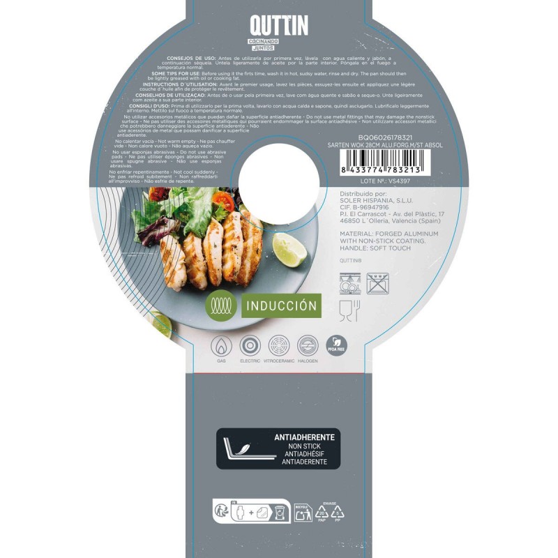 Padella Wok Quttin 28 cm (6 Unità)