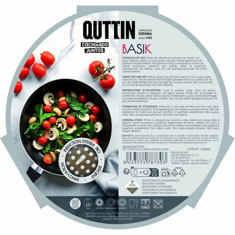 Set di padelle Quttin Alluminio 24 cm 2 Pezzi (4 Unità)