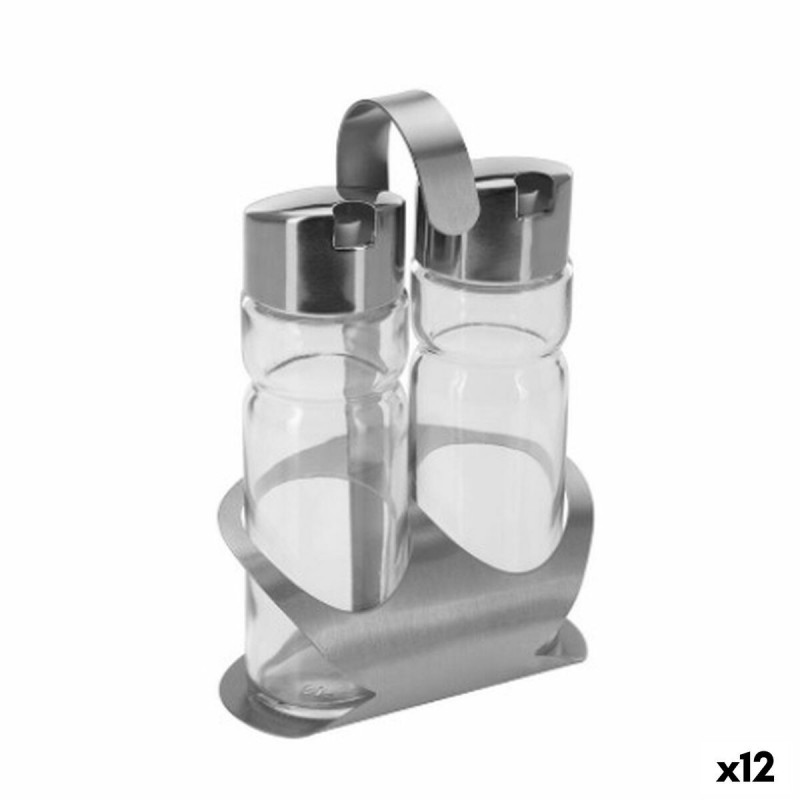 Set per Condire Trasparente Argentato 12 x 8 x 19 cm (12 Unità)