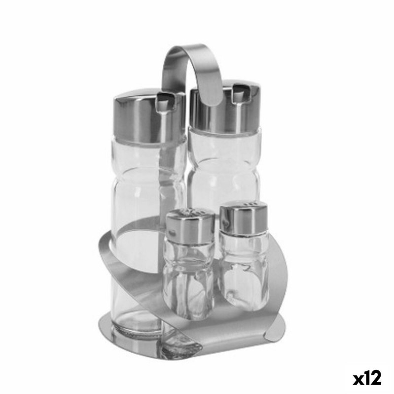 Set per Condire Trasparente Argentato (12 Unità)