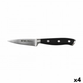 Coltello Spelucchino Quttin Bull Nero Argentato Acciaio inossidabile 9 cm (4 Unità)