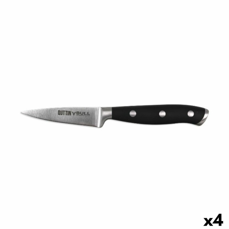 Coltello Spelucchino Quttin Bull Nero Argentato Acciaio inossidabile 9 cm (4 Unità)
