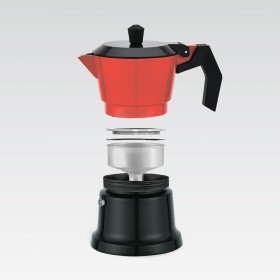 Caffettiera Italiana Feel Maestro MR-1657-6 Nero Rosso Alluminio 300 ml 6 Tazze