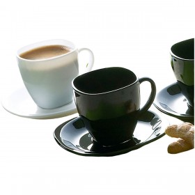 Set di Tazze e Piatti Luminarc Carine N&b Bianco Nero Vetro 220 ml (12 Pezzi)