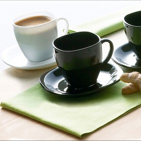 Set di Tazze e Piatti Luminarc Carine N&b Bianco Nero Vetro 220 ml (12 Pezzi)