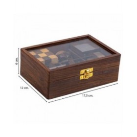 Puzzle Alexandra House Living Marrone Vetro Legno di acacia 12 x 6 x 17 cm 6 Pezzi