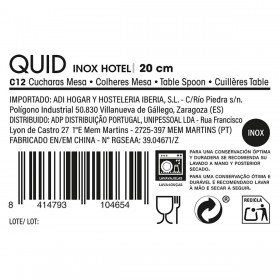 Set di Cucchiai Quid Hotel Metallo Acciaio inossidabile 19,5 cm 12 Unità