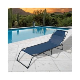 Marbueno Sdraio Pieghevole Acciaio Con Cuscino Giardino e Piscina 190X58X27 cm Blu 10003
