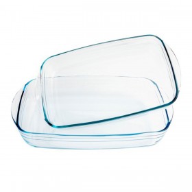 Set di Teglie da Forno Ô Cuisine 334SA05 Trasparente Vetro (2 pcs)