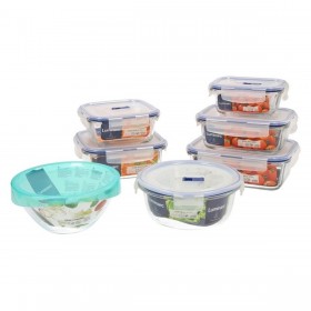 Set di scatole porta pranzo Luminarc Pure Box Active (7 pcs) Cristallo Bicolore (7 Pezzi) (3 Pezzi) (43 x 32 x 18 cm)