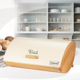 Portapane Feel Maestro MR-1775-IVORY Avorio Legno Metallo Bambù 25 x 13,3 x 36,5 cm