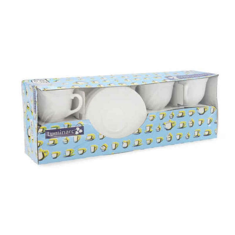 Set di Tazze e Piatti Luminarc Trianon (6 pcs) Bianco Vetro 220 ml (12 Pezzi)
