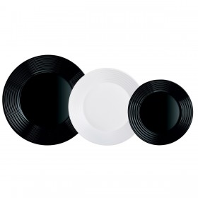 Servizio di Piatti Luminarc 1900 Bianco/Nero Vetro 18 Pezzi