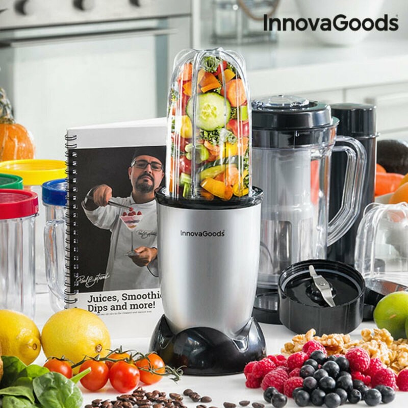 Frullatore Sbattitore con Bicchiere e Ricettario One Touch InnovaGoods 250W Grigio