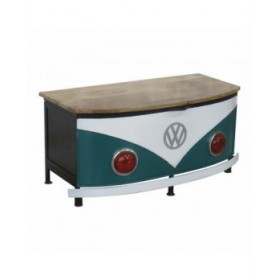 Baule Alexandra House Living Azzurro Bianco Ferro Legno di mango 45 x 45 x 90 cm Furgone