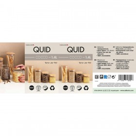 Barattolo Quid Cocco Trasparente Vetro Silicone 1,4 L