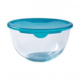 Porta Pranzo Rotondo con Coperchio Pyrex Cook & Store Azzurro 2 L 22 x 22 x 11 cm Silicone Vetro (3 Unità)