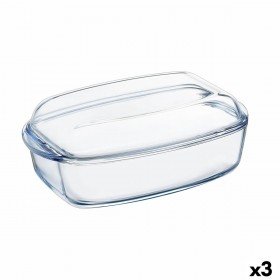 Teglia da Cucina Pyrex Classic Con coperchio 4,5 L 38 x 22 x 11 cm Trasparente Vetro (3 Unità)